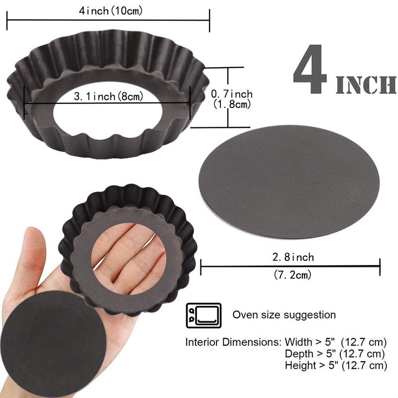 Cyimi Mini Tart Pan Set of 6, Non-Stick 4 Inch Quiche Pan, Removable Bottom Tart Pan for Pies, Quiche Bakeware, Cheese Cakes, Desserts and more - Image 2